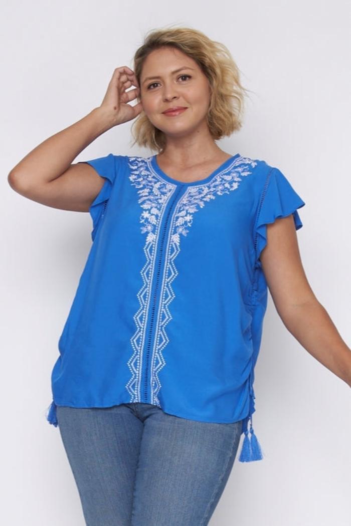 Jewel Neck Aztec Floral Print Product Image