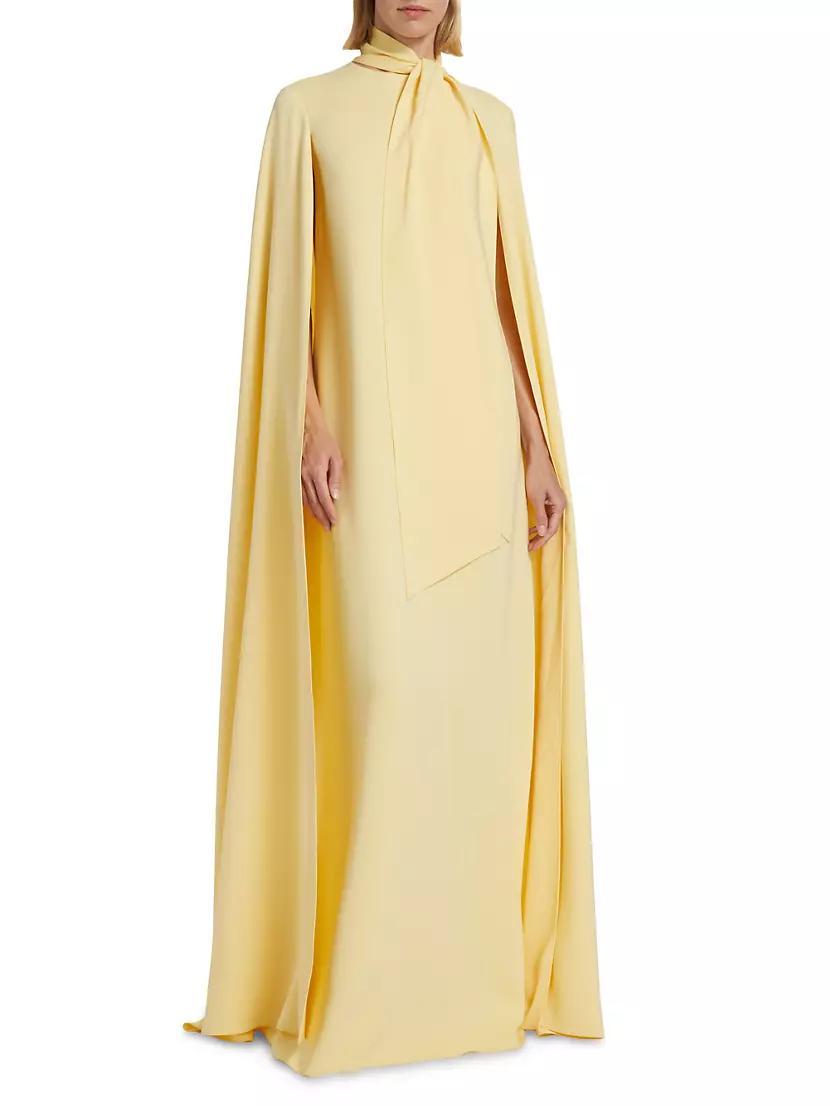 Silk Tie-Neck Cape Gown Product Image