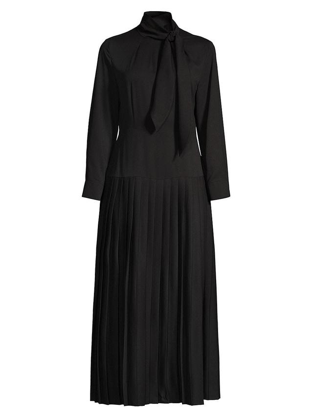 Womens Pleated Tie-Neck Maxi Dress Product Image