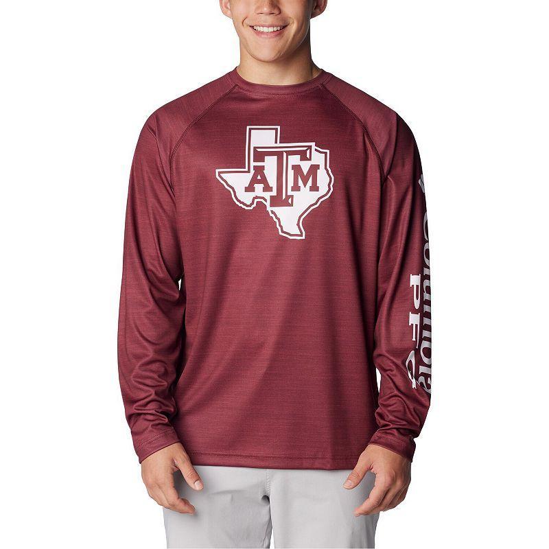 Columbia Mens Collegiate PFG Terminal Tackle Heather Long Sleeve Shirt - Texas A&M- Product Image