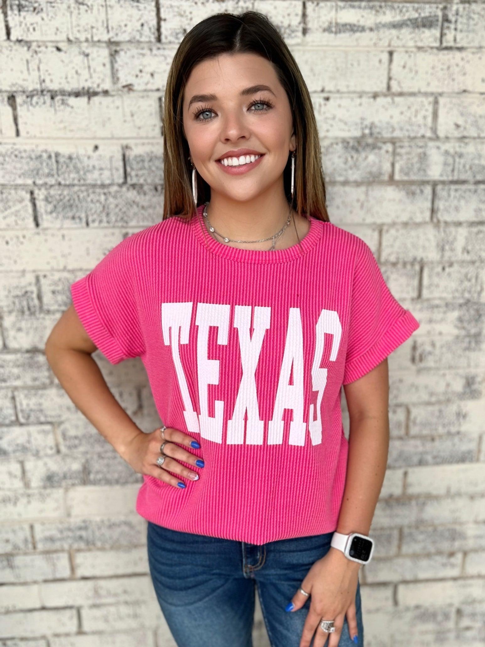 PLUS TEXAS Hot Pink Ribbed Top Product Image