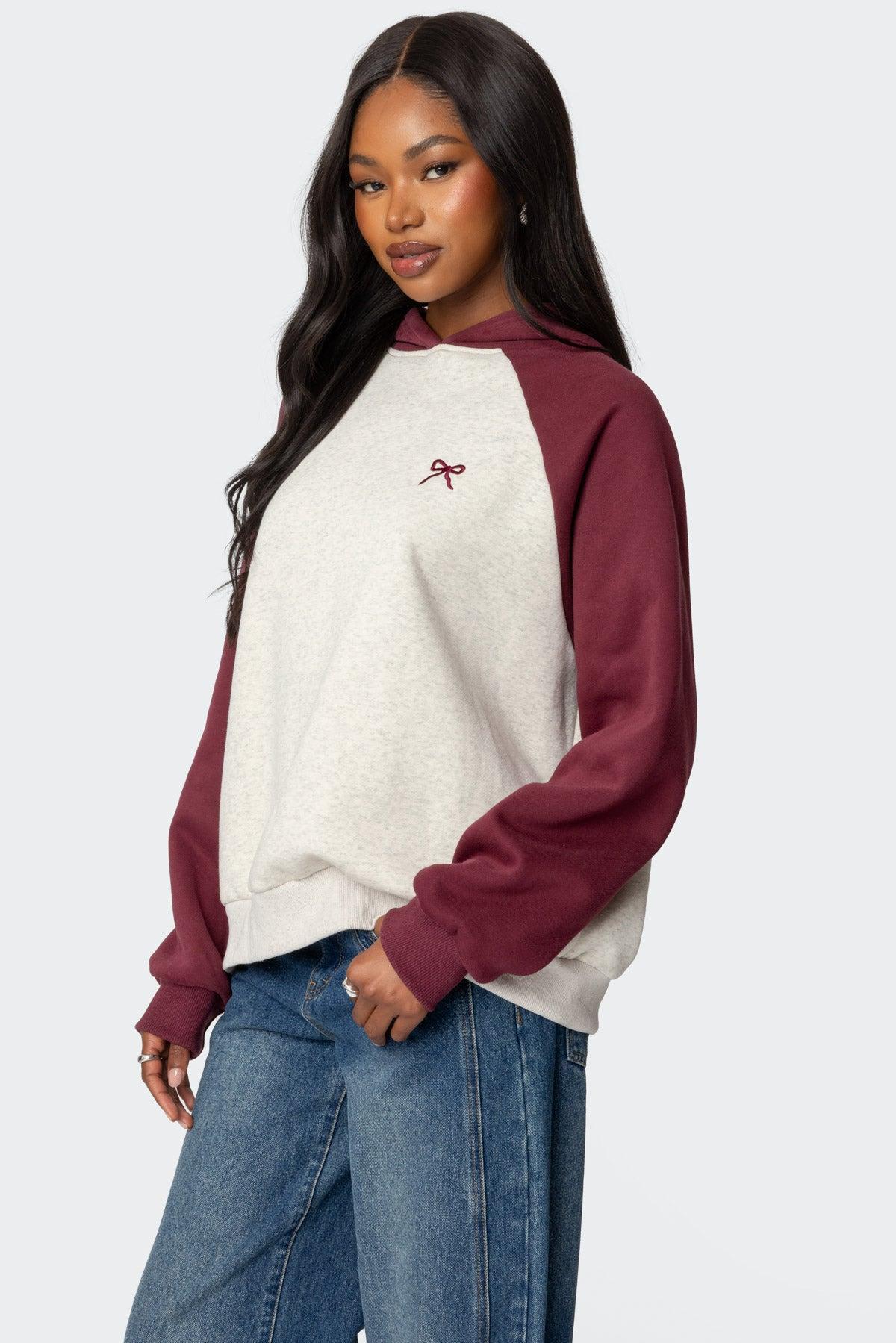 Raglan Bow Oversized Hoodie Product Image