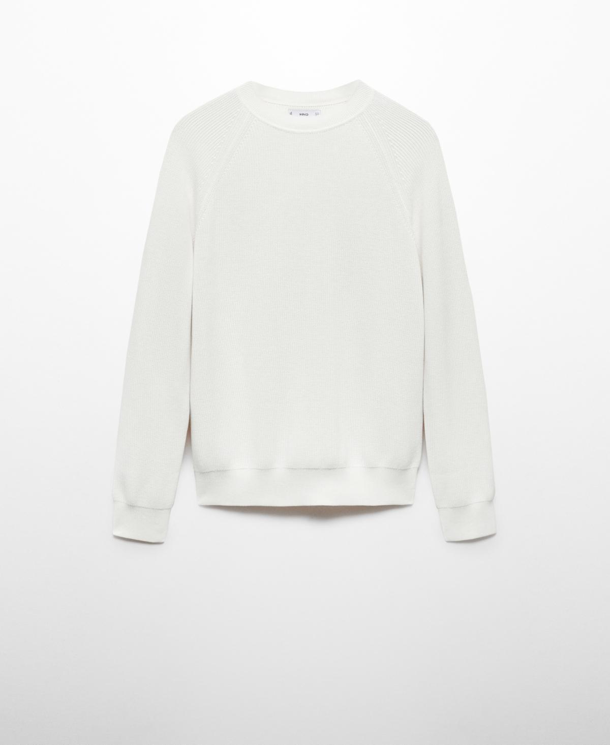 MANGO MAN - Ribbed round-neck sweater off whiteMen Product Image