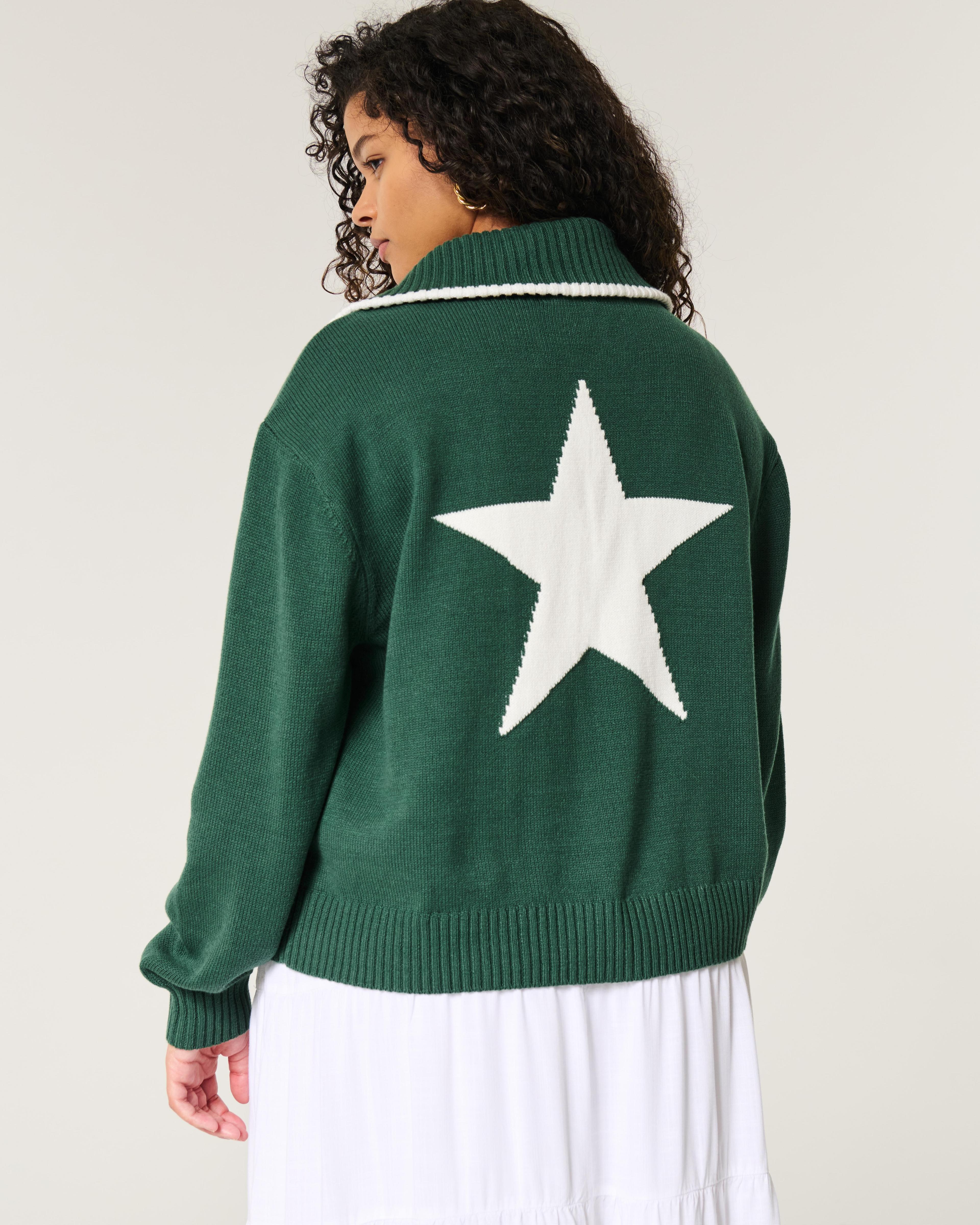 Oversized USA Graphic Half-Zip Sweater Product Image