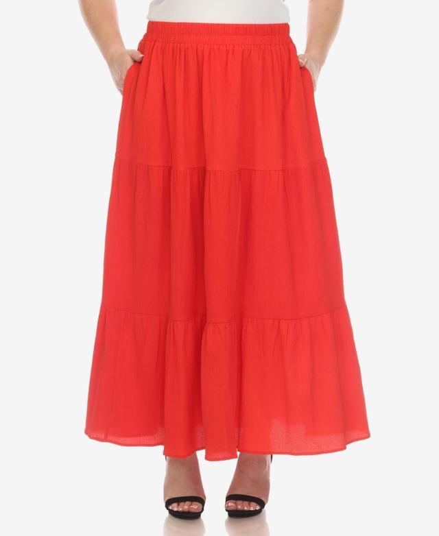 White Mark Plus Size Pleated Tiered Maxi Skirt Product Image