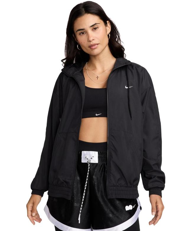 Nike Womens Sportswear Classic Zip-Front Hooded Jacket - Black Product Image