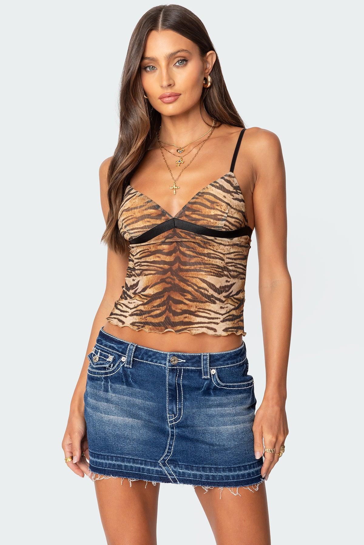 Tiger Printed Mesh Tank Top Product Image