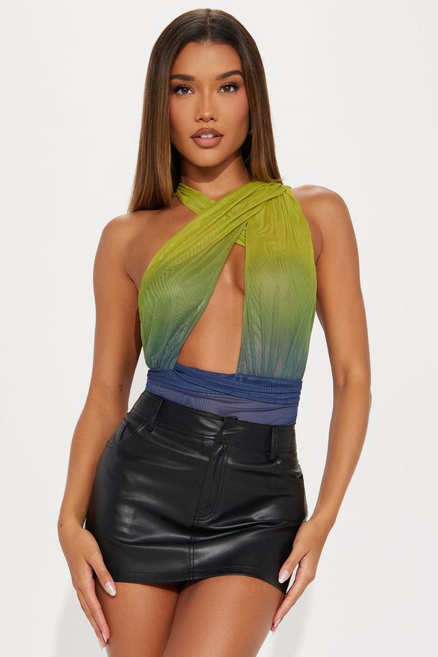 Under The Palms Mesh Bodysuit - Green/combo Product Image