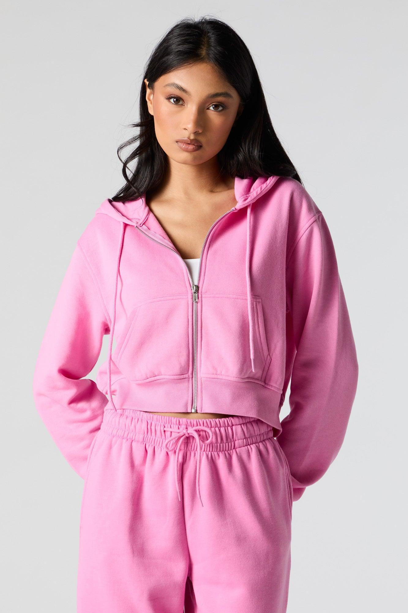 Fleece Zip-Up Cropped Hoodie Female Product Image