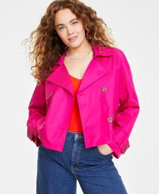 Women's Solid Short Double-Breasted Trench Coat, Created for Macy's Product Image