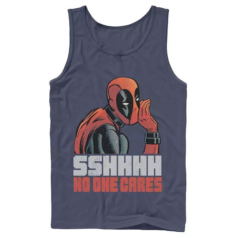 Mens Marvel Deadpool SSHHHH No One Cares Whisper Graphic Tank Top Grey Product Image