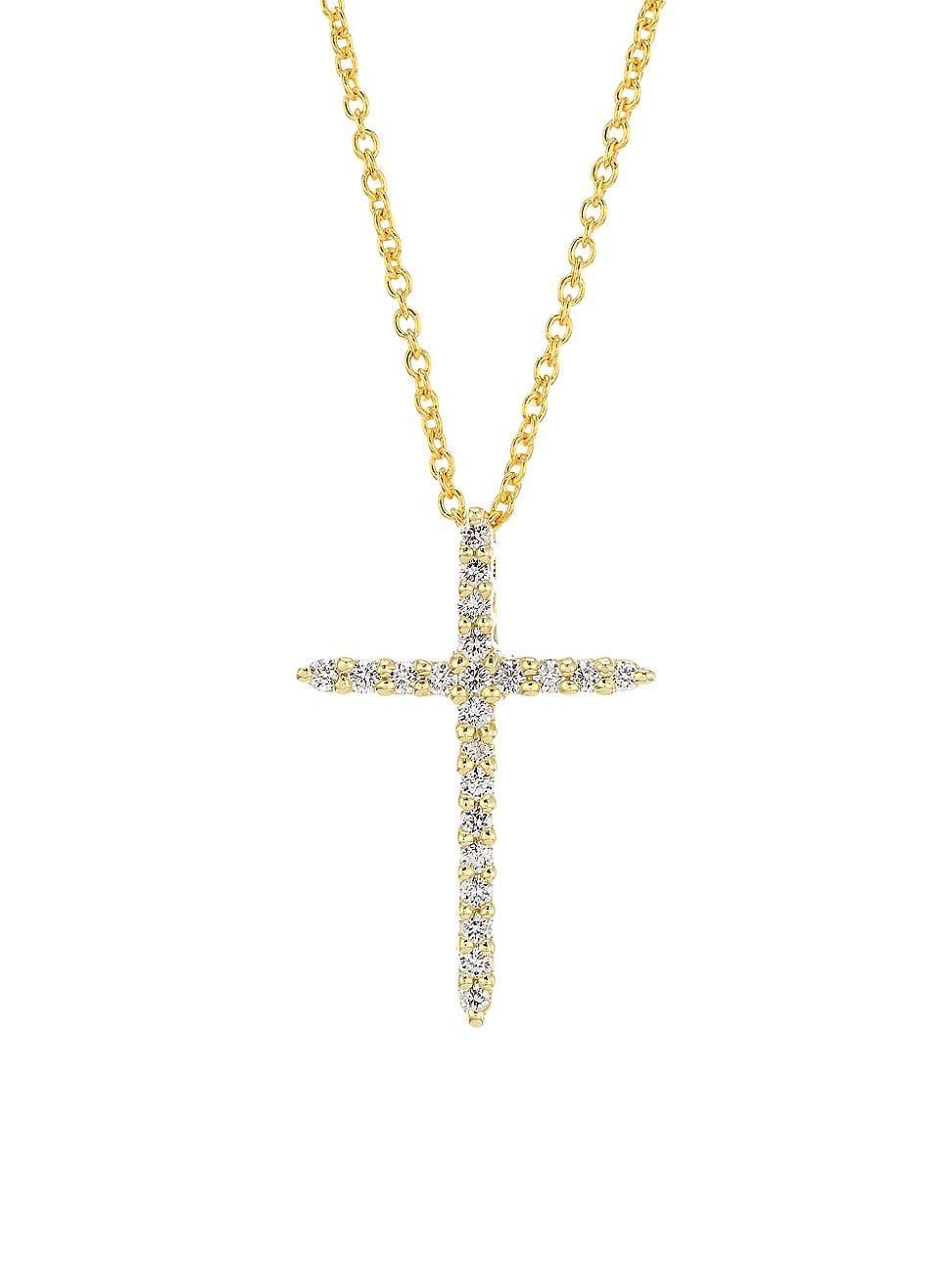 Womens Tiny Treasures 18K Yellow Gold & Diamond Cross Pendant Necklace Product Image