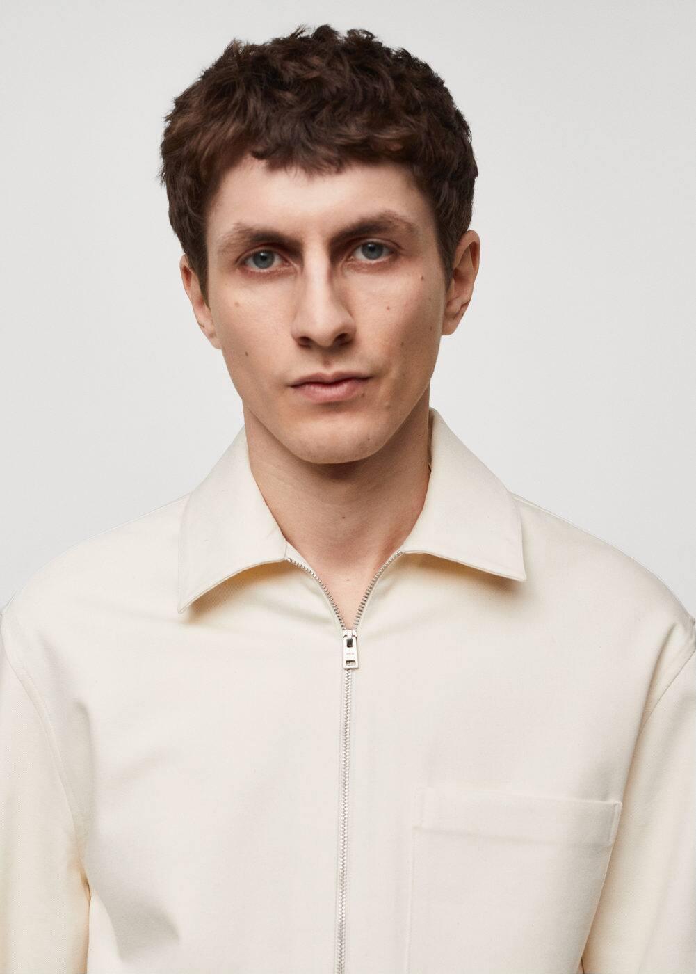 MANGO MAN - Cotton overshirt with pocket whiteMen Product Image