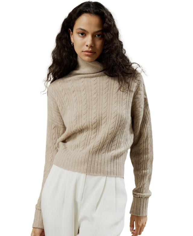 Womens Classic Cable Knit Turtleneck Sweater Product Image