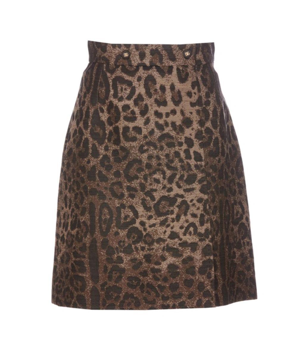 DOLCE & GABBANA Leopard-print High-waisted Miniskirt In Brown Product Image