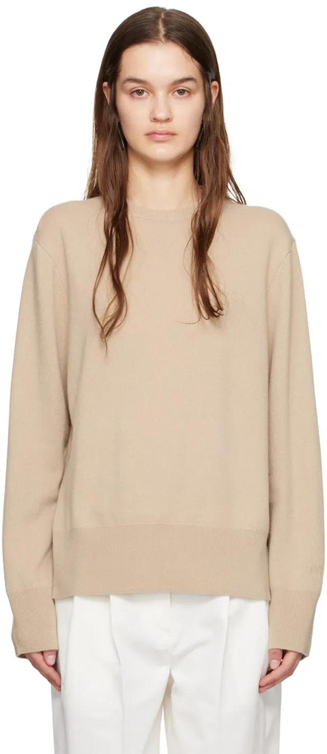 Beige Crewneck Sweater In 125 Fawn Product Image