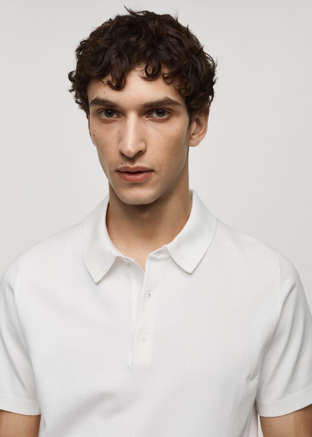 MANGO MAN - Fine-knit polo shirt whiteMen Product Image