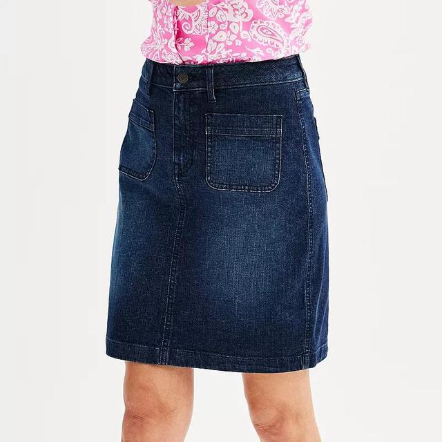 Womens Croft & Barrow Polished Denim Skirt Rinse Blue Product Image