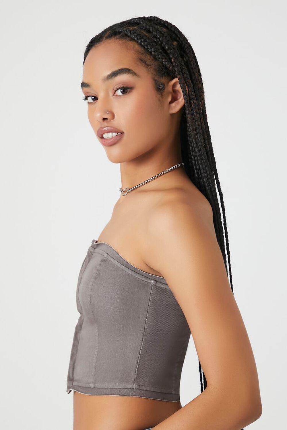 Cropped Zip-Up Tube Top | Forever 21 Product Image