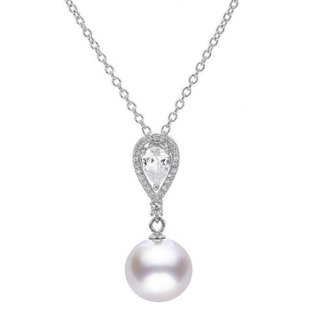 PearLustre by Imperial Freshwater Cultured Pearl & White Topaz Drop Pendant Necklace, Womens Product Image