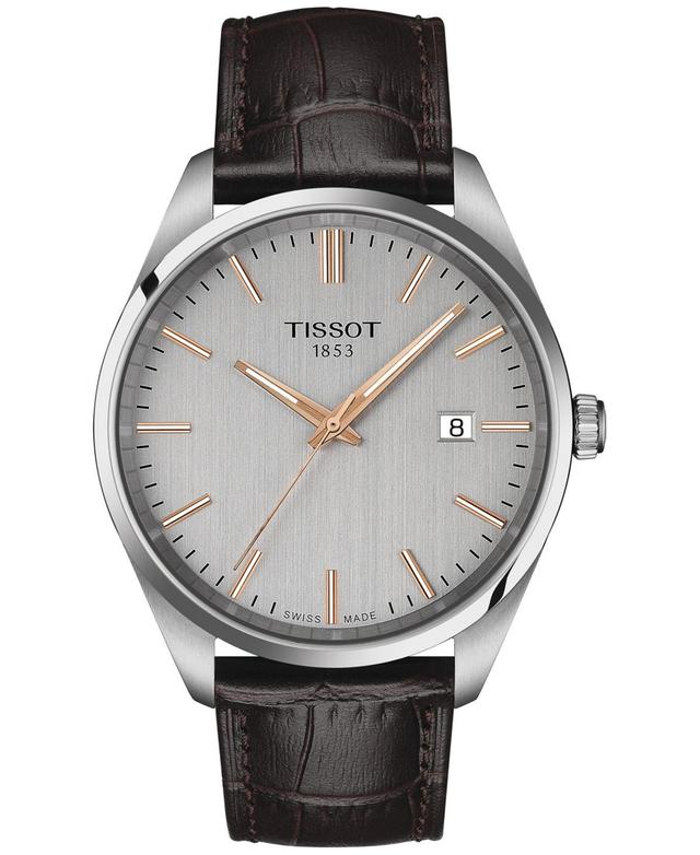 Tissot Mens Classic Collection Pr 100 Brown Leather Strap Watch Product Image