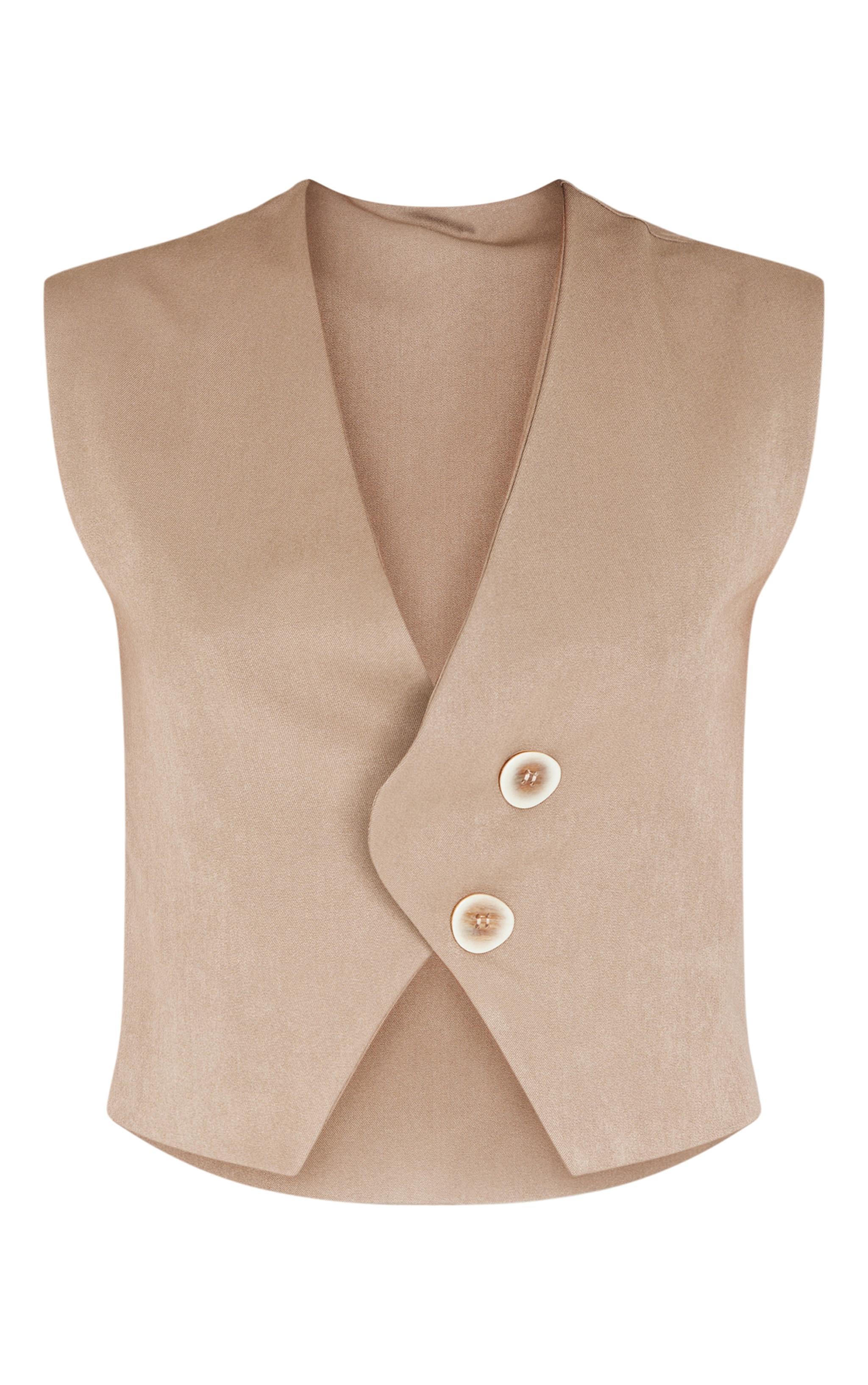  Taupe Asymmetric Boxy Vest Product Image