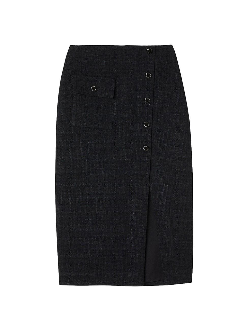 sandro Tzara Button Tweed Midi Skirt Product Image