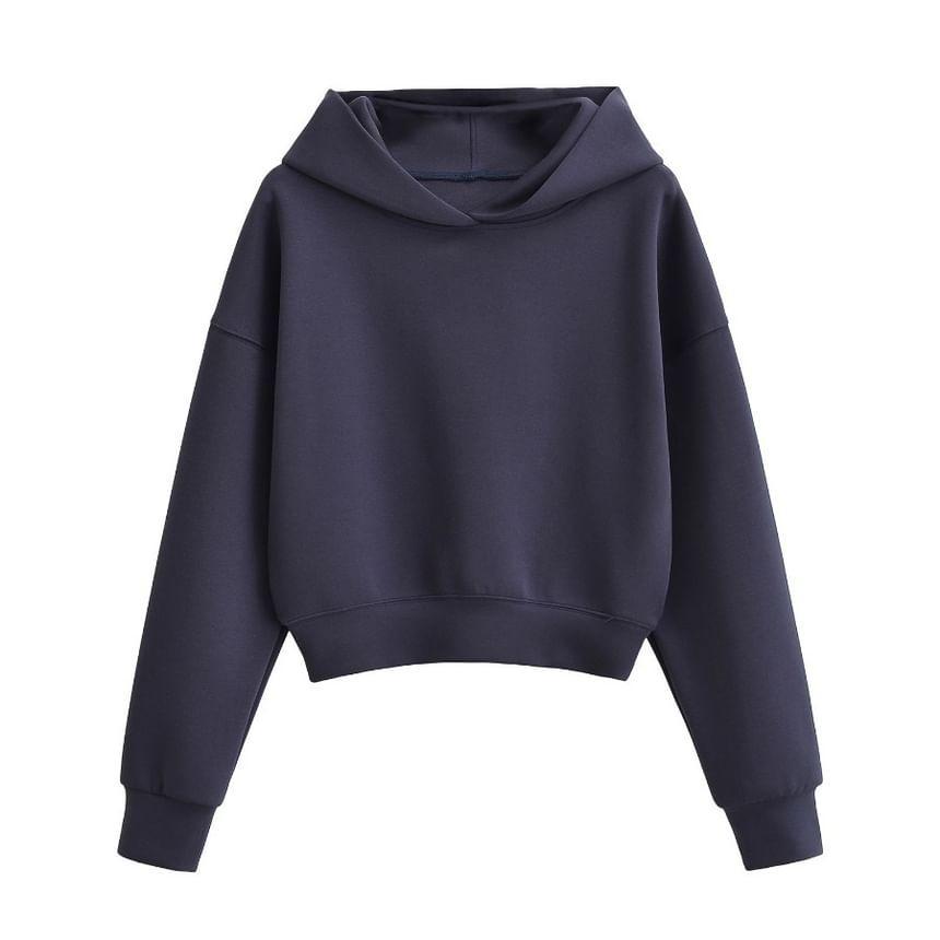 Drop Shoulder  Plain Cropped Hoodie Product Image