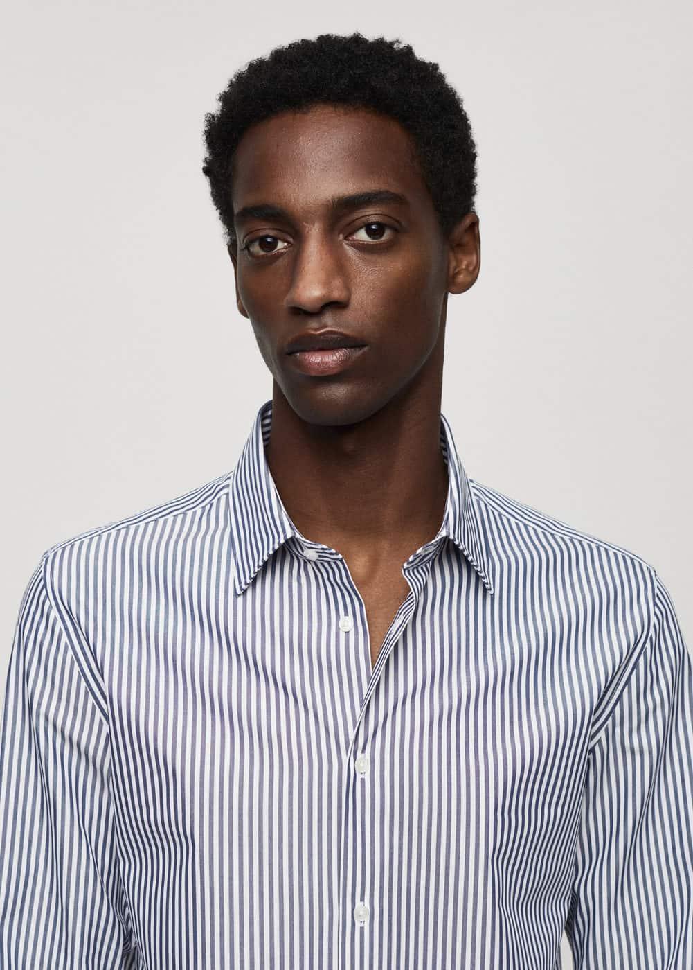 MANGO MAN - Coolmax® striped shirt blueMen Product Image