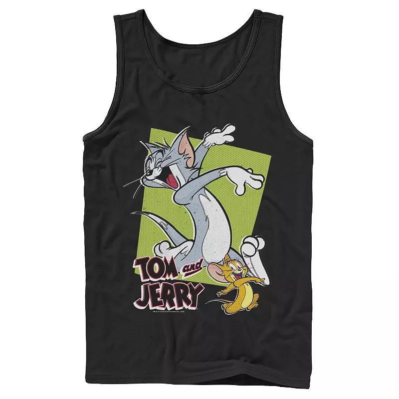 Mens Tom And Jerry Retro Style Green Box Portrait Tank Top, Mens Product Image