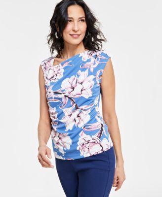 Women's Draped Asymmetrical-Neck Sleeveless Top, Created for Macy's Product Image