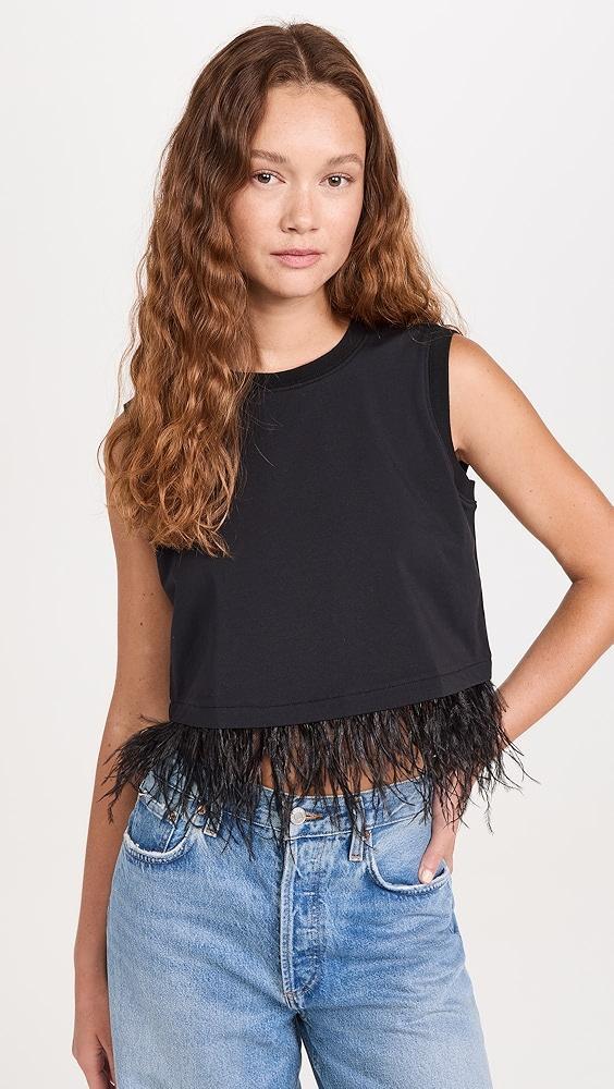 Cinq à Sept Cropped Feather Tee | Shopbop Product Image