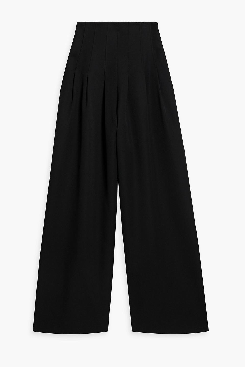 Pleated Wool Wide-leg Pants In Black product image