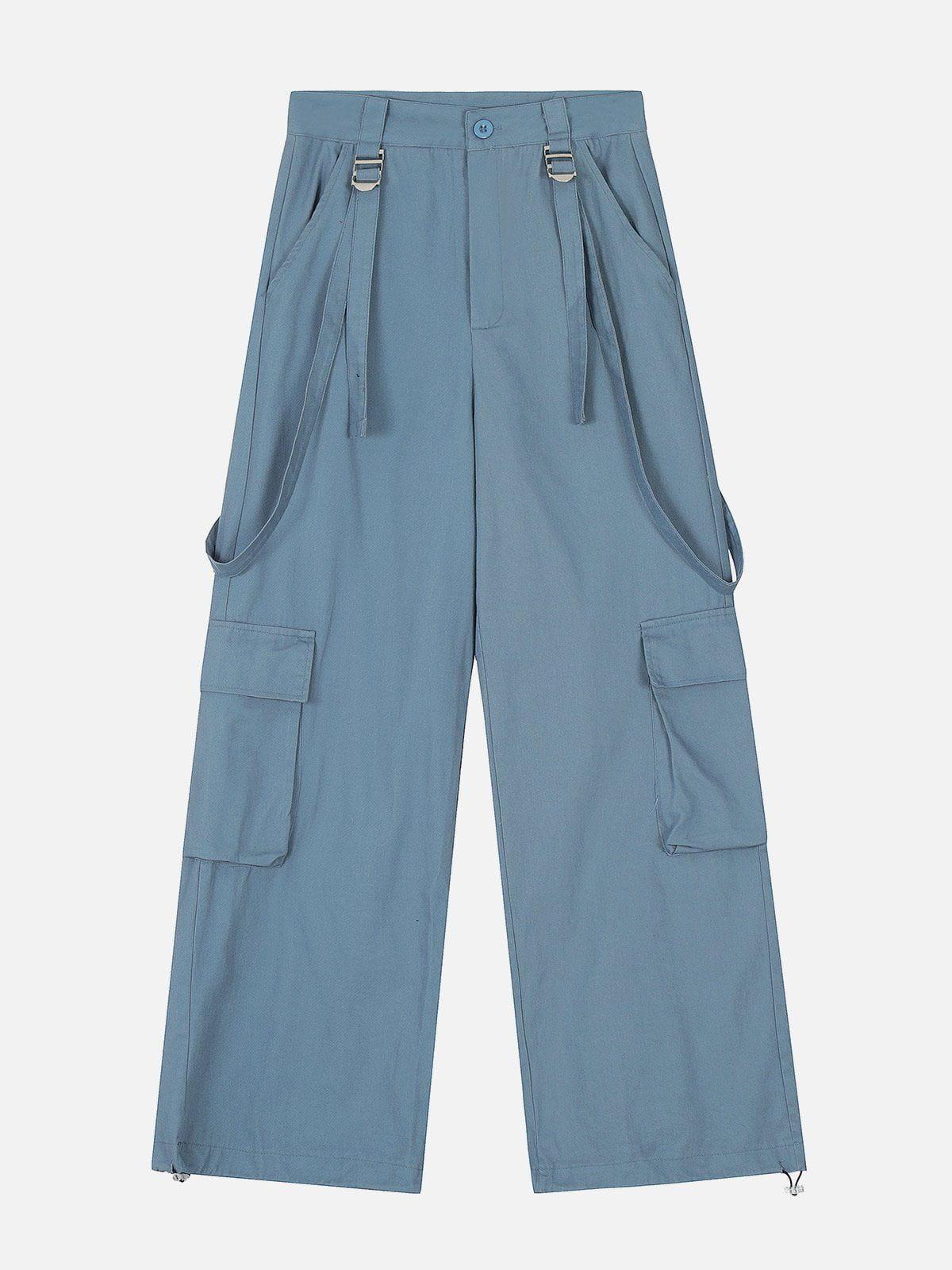 Long Ribbon Big Pocket Cargo Pants Female Product Image