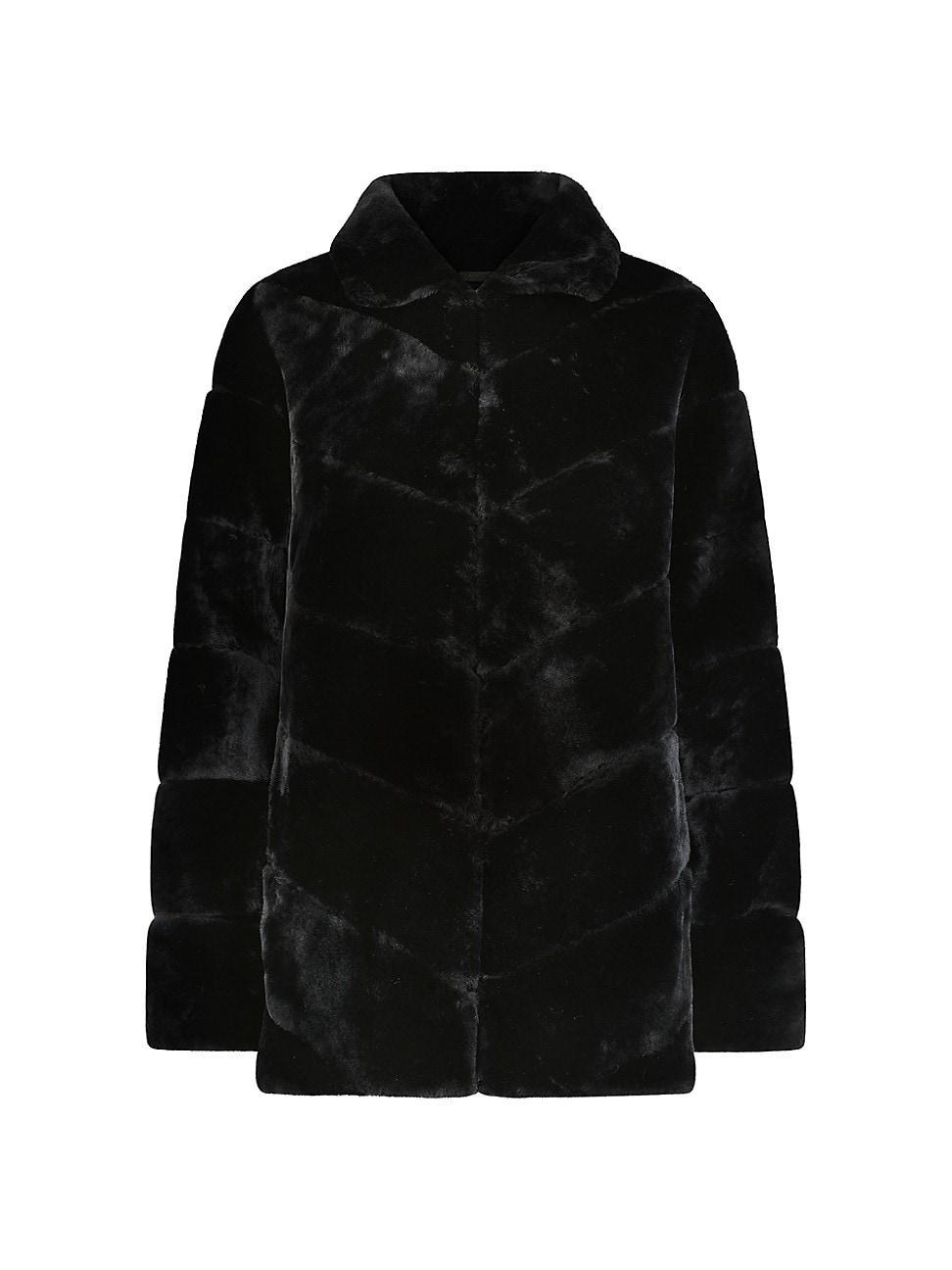 Womens Select Shearling Lamb Chevron Jacket Product Image