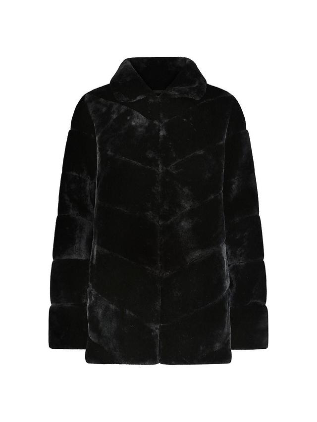 Womens Select Shearling Lamb Chevron Jacket Product Image