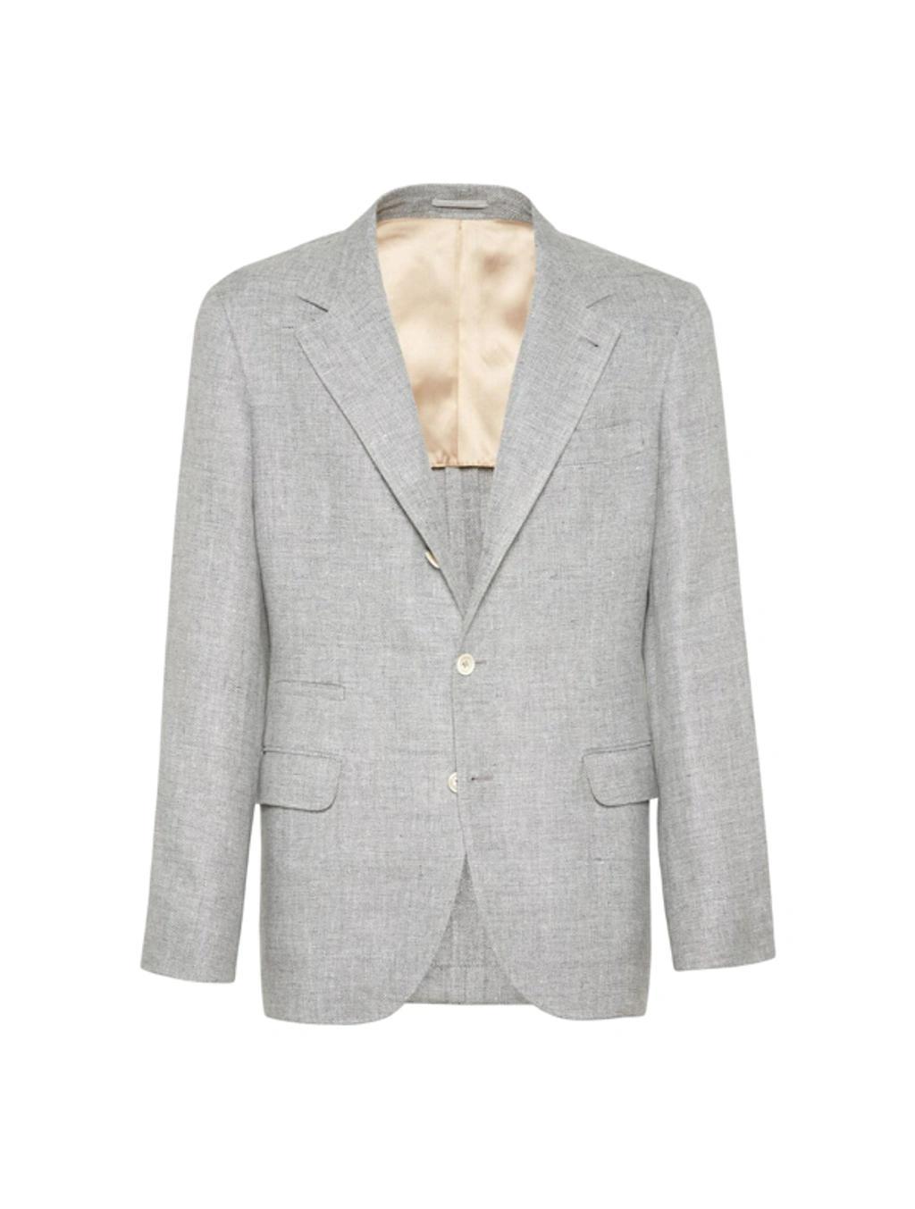 Peak-lapels Single-breasted Blazer In Grey Product Image