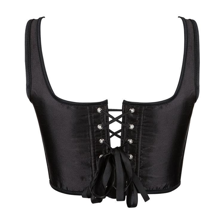 Plain Mesh Panel Bustier Top Product Image