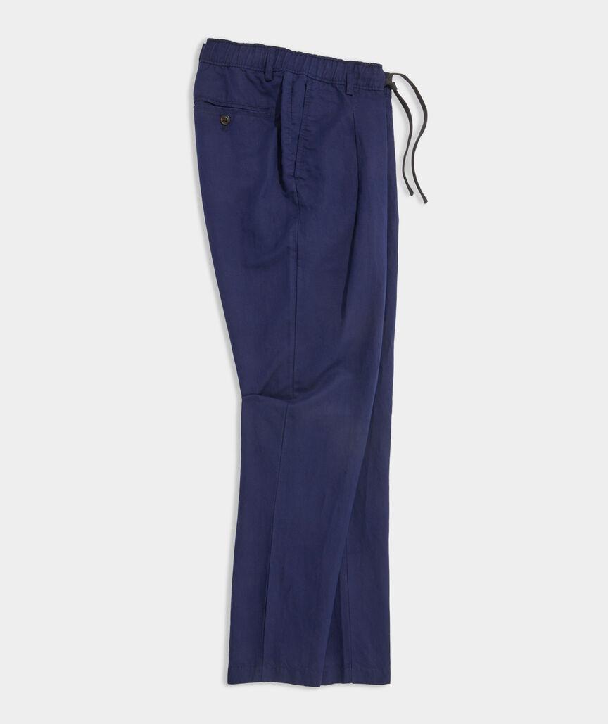 Linen-Cotton Pleated Pull-On Pants Product Image