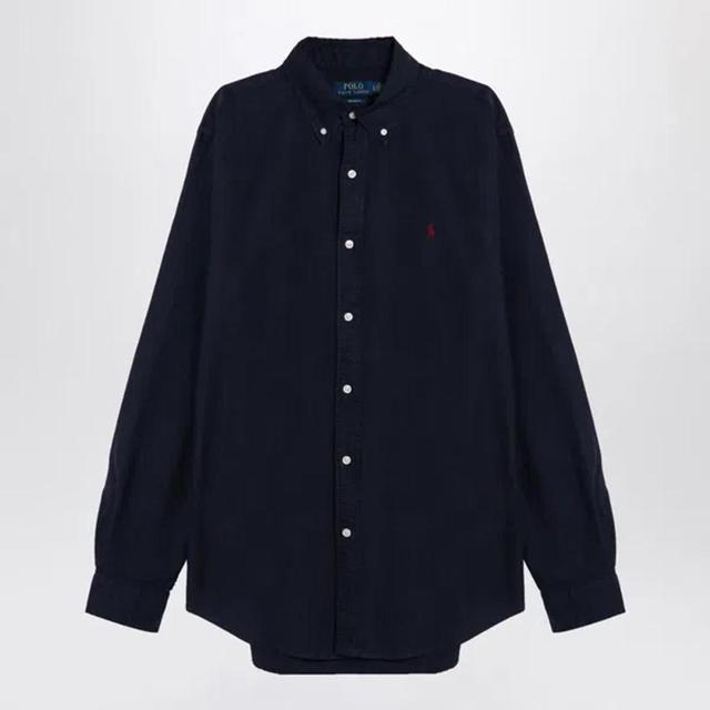 Custom-fit Navy Oxford Shirt In Blue Product Image