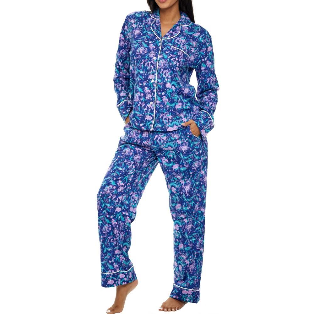 ADR Womens Long Sleeve Knit Pajamas Set Purple Floral XL Product Image