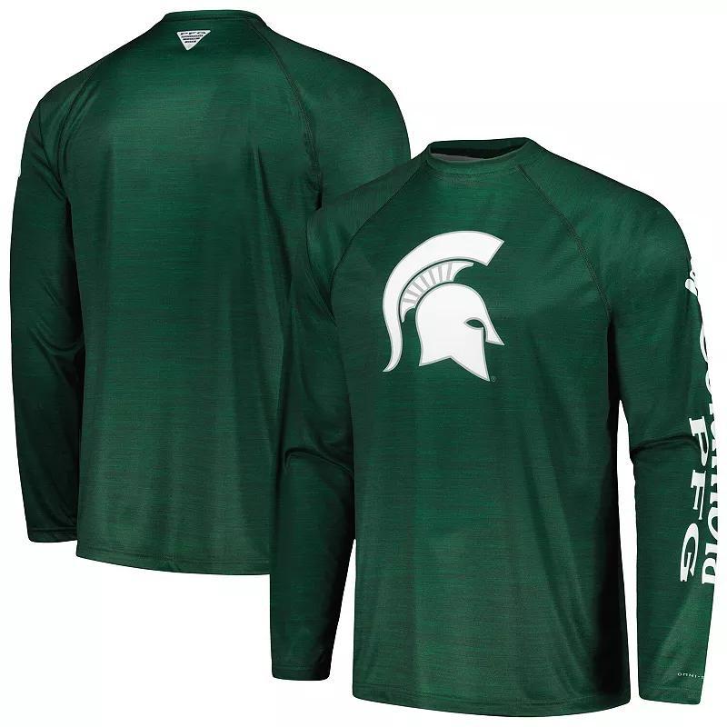 Mens Columbia Green Michigan State Spartans Pfg Terminal Tackle Omni-Shade Raglan Long Sleeve T-shirt Product Image