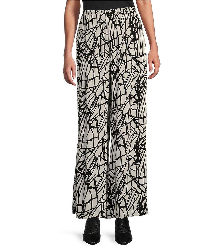 Bryn Walker Osca Netta Print Rayon Crepe Elastic Waist Wide Leg Pants Product Image