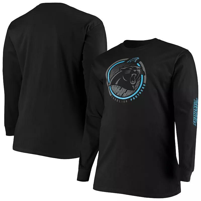 Men's Fanatics Branded Black Carolina Panthers Big & Tall Color Pop Long Sleeve T-Shirt Product Image