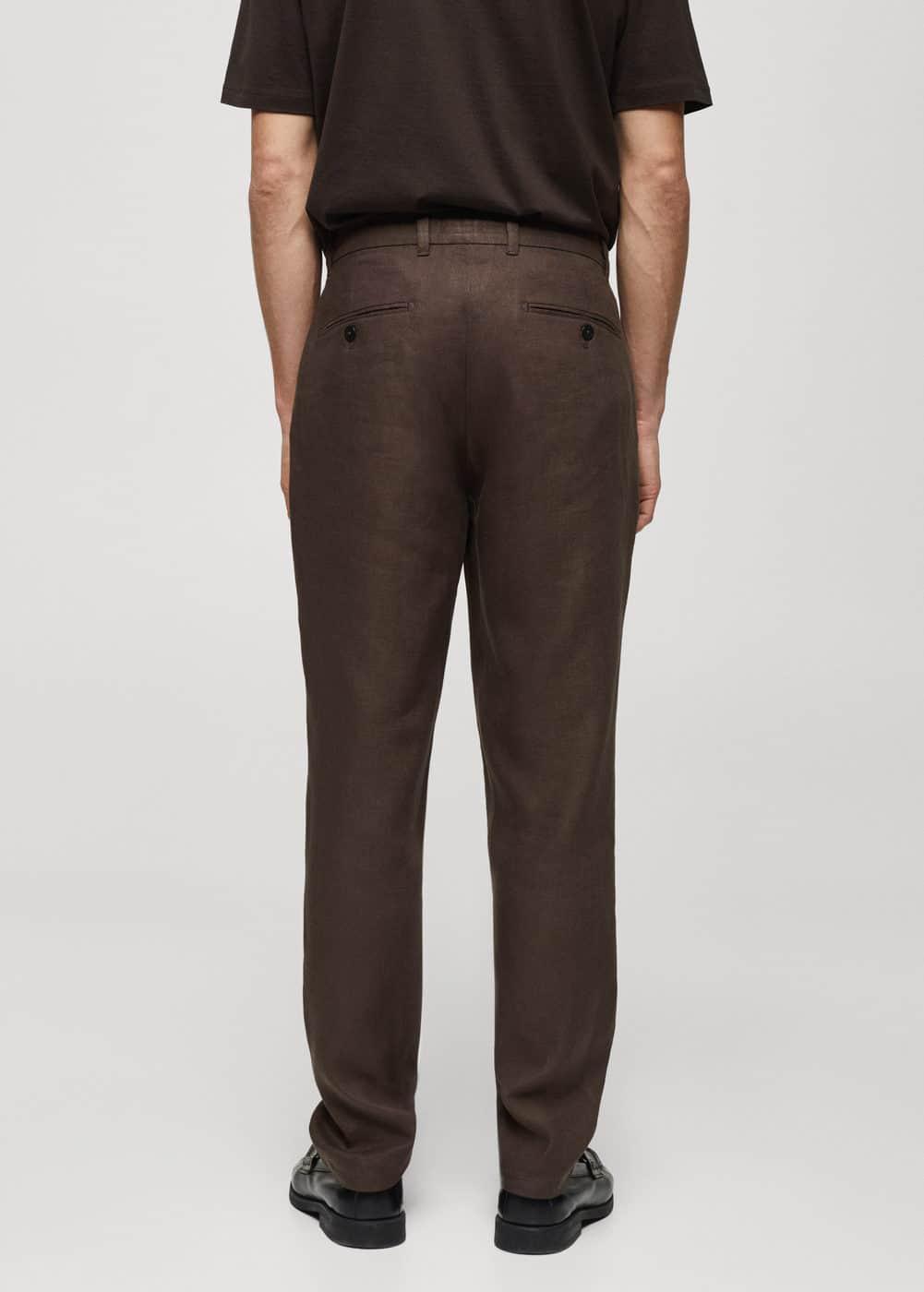 MANGO MAN - Slim-fit 100% linen pants chocolateMen Product Image