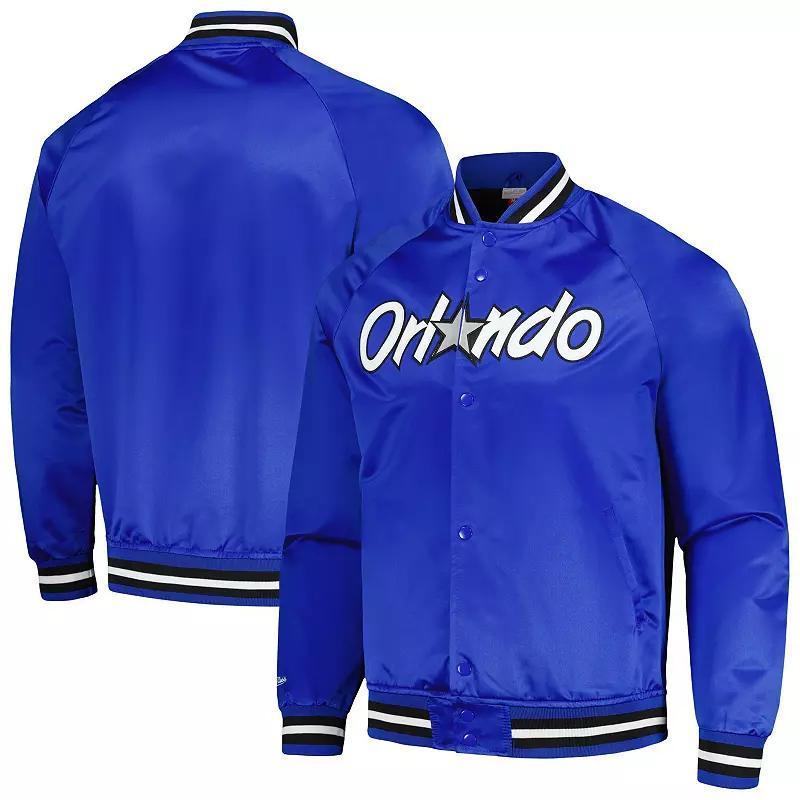 Mens Mitchell & Ness Blue Orlando Magic Hardwood Classics Throwback Wordmark Raglan Full-Snap Jacket Product Image