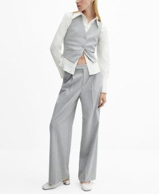 MANGO - Pinstriped suit vest medium heather greyWomen Product Image