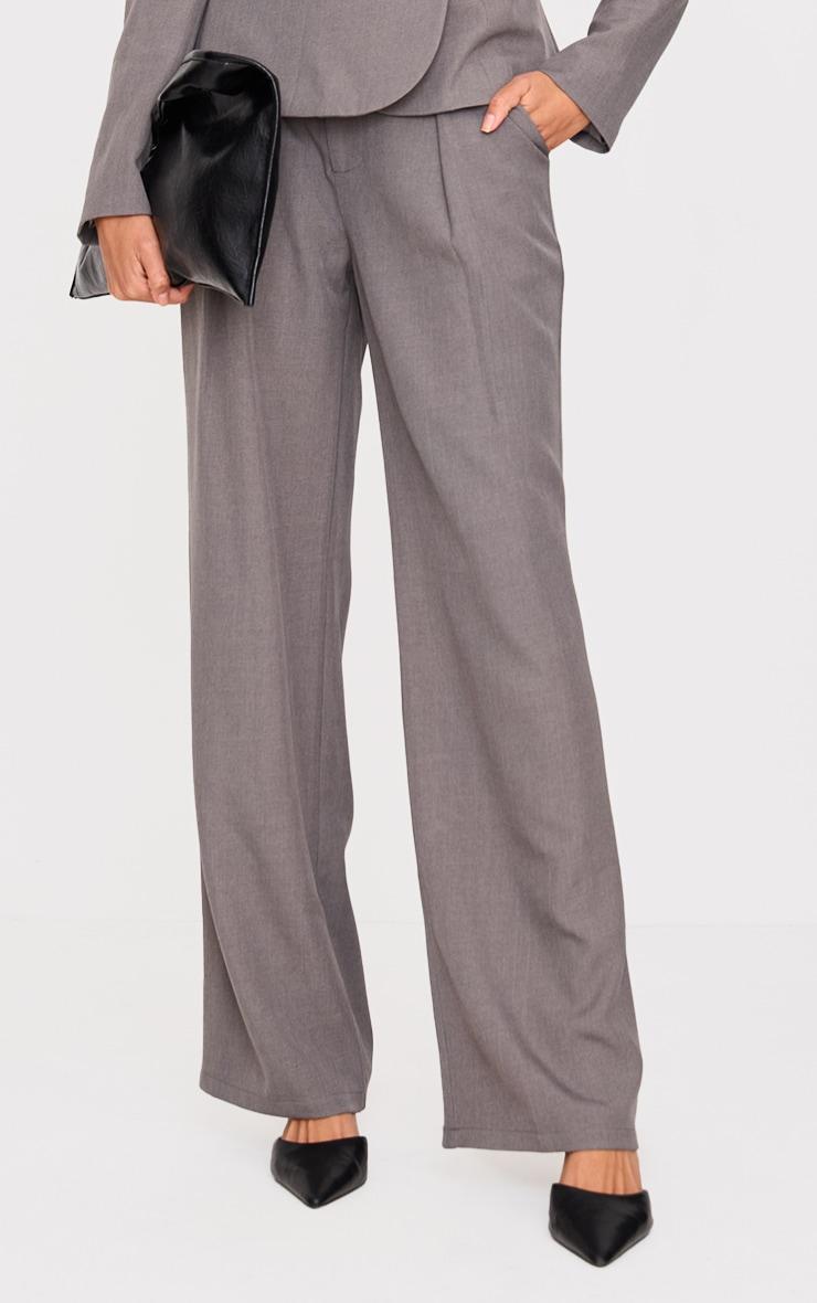 Grey Tailored Woven Straight Leg Pants Product Image