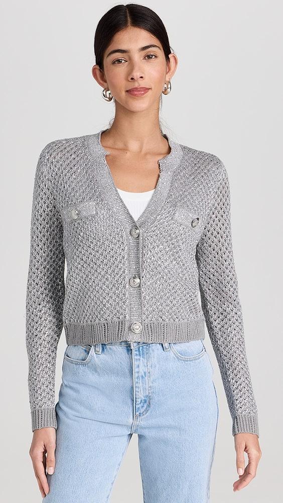 L'AGENCE Blanca Sequin Crop Cardigan | Shopbop Product Image