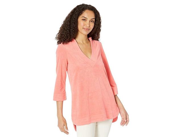 NIC+ZOE Siesta Terry Top (Guava) Women's Clothing Product Image